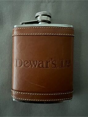 Dewar’s Leather Wrapped Stainless Steel Flask.
